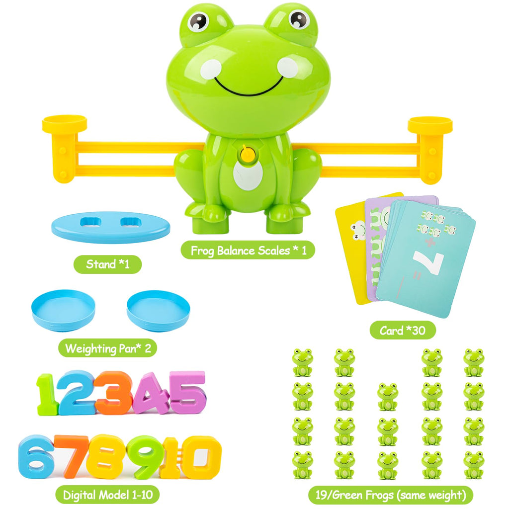 lonfypeng Frog Balance Counting Toys, Cool Math Learning Games for Boys and Girls, Educational Number Preschool Toy, Fun Children's Gift STEM Math Games for Kids Age 3+ (63 PCS)