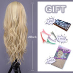 Aida ble Long Wavy Blonde Wig for Women 26 Inch Middle Part Synthetic Wig