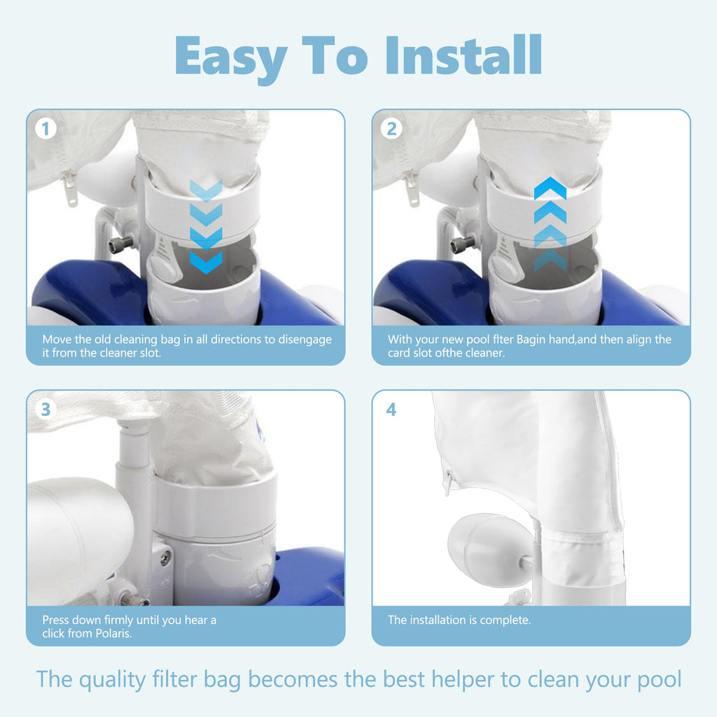 Funmit Pool Spa Zippered Bags Replacement for Polaris 280, 480 Pool Cleaner All Purpose Filter Bags K13 K16 (2 Pack)