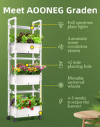 Hydroponics Growing System,AOONEG 42Pods Indoor Herb Garden with LED Grow Light,Hydroponics Growing System Kit with Automatic Timer,Pump System,Adjustable Height (No Seed,Glossy White, 3Layer-42Pods)