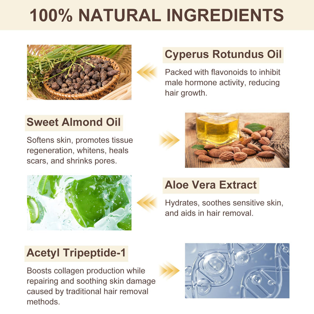 2PCS Cyperus Rotundus Oil, Natural Cyperus Rotundus Oil For Hair Removal, Reduces Unwanted Hair Growth, Moisturizes & Soothes The Skin, Suitable For All Skin Types