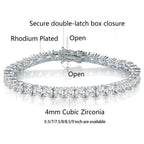 MDFUN 18k White Gold Plated CZ Tennis Bracelet, 4MM Cubic Zirconia Charm Bracelet for Women Men (7.0" tennis bracelet)