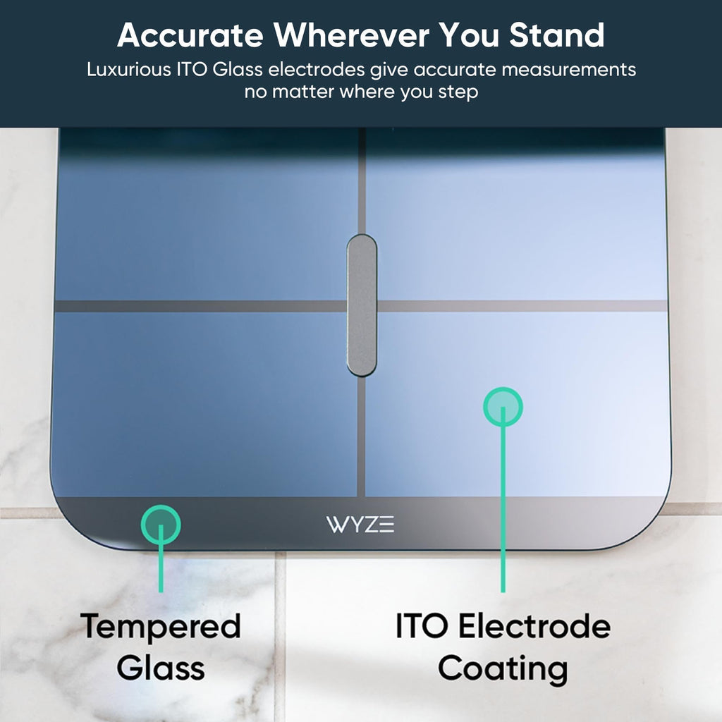 Wyze Smart Scale X - Digital Bathroom Scale for Body Weight, BMI, Body Fat, Muscle Mass, Heart Rate Monitor | Sync with Health Apps | for People, Baby & Pet, 400 lbs (Black)