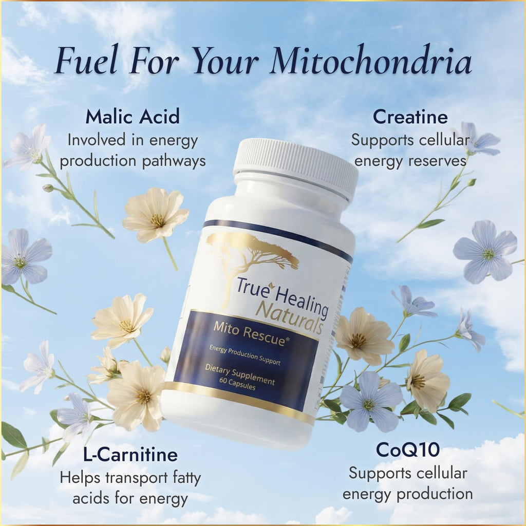 True Healing Naturals - Mito Rescue, Mitochondrial Support Supplements, 60 Vegetarian Capsules