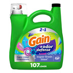 Gain + Odor Defense Liquid Laundry Detergent, Super Fresh Blast Scent, 107 Loads, HE Compatible Washing Soap (Packaging May Vary)