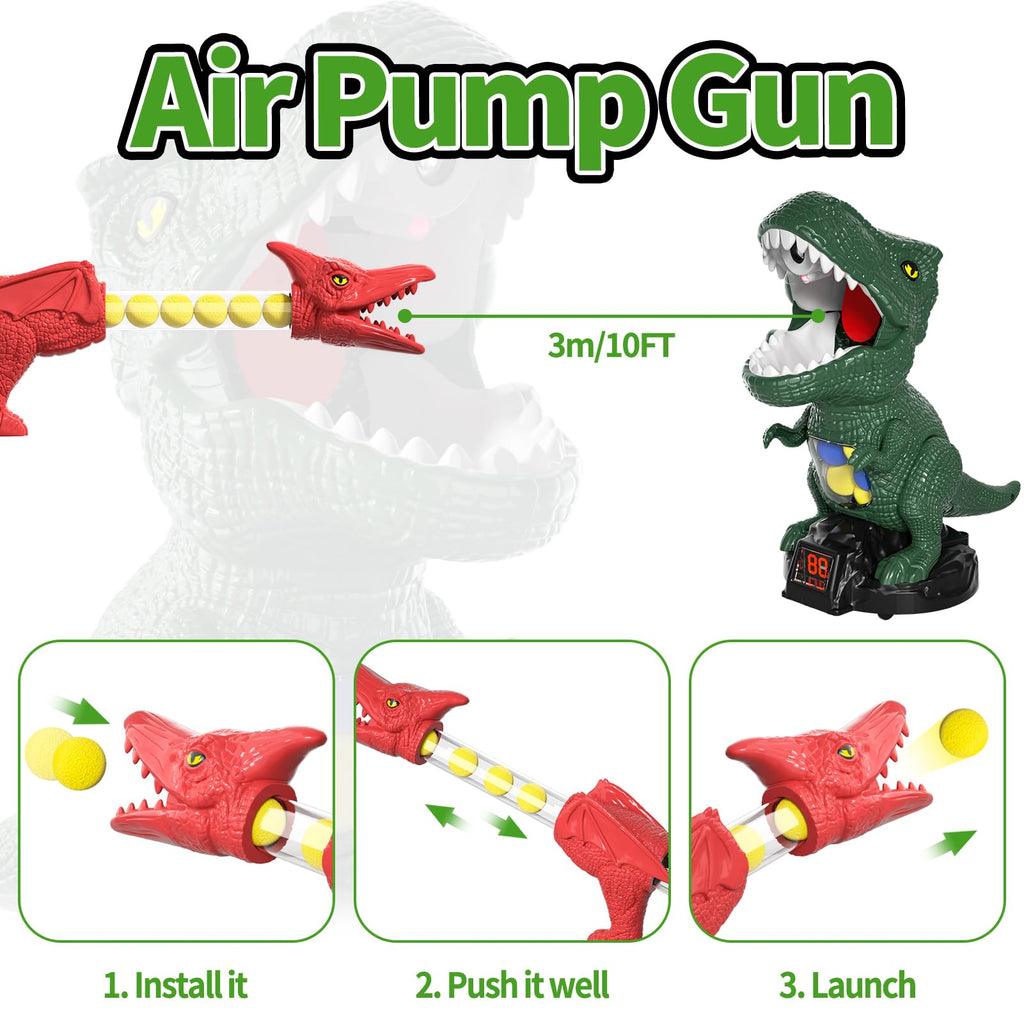 BLmukce Dinosaur Shooting Toys for Kids 3-5 5-7, Movable Target Shooting Game trex Chomp Shot Dino Blaster Toy Gift for Boys Age 4-8, Christmas & Birthday Gifts for 3 4 5 6 7 8 Years Old Kids