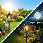 Benany 76" Solar Lamp Post Lights with Planter, Glass & Metal Street Light Outdoor Waterproof, 60 Lumens Dusk to Dawn Solar Pole Light for Garden, Yard, Driveway, Porch, Patio, Warm White