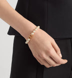 Merlinae 18K gold plated Copper , initial letter bright gold chain designer jewelry bracelet, double-layered star-shaped and letter decorated bracelet, luxurious style, adjustable wrist length, suitable for women to wear