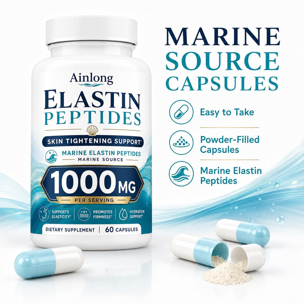 Ainlong Elastin Peptides 1000mg, Marine Elastin Peptide Skin Tightening Formula, 60 Count (1)