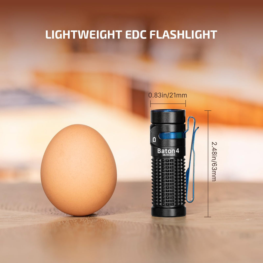 OLIGHT Baton4 Rechargeable EDC Flashlight, Bright Small Flashlight 1300 Lumens with MCC Charging Cable, IPX8 Waterproof, Multiple Modes Pocket Light for Home, Camping, and Emergencies (Fighter Pilot)