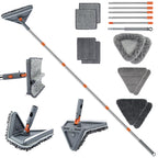 UIMO Wall Cleaner Mop with 94" Long Handle, 2-in-1 Triangle & Rectangle Head with Squeegee, 10 Washable Pads, Baseboard Cleaner Tool for Walls Scrubber, Ceilings, Windows, Glass, Fans, Doors, Corners