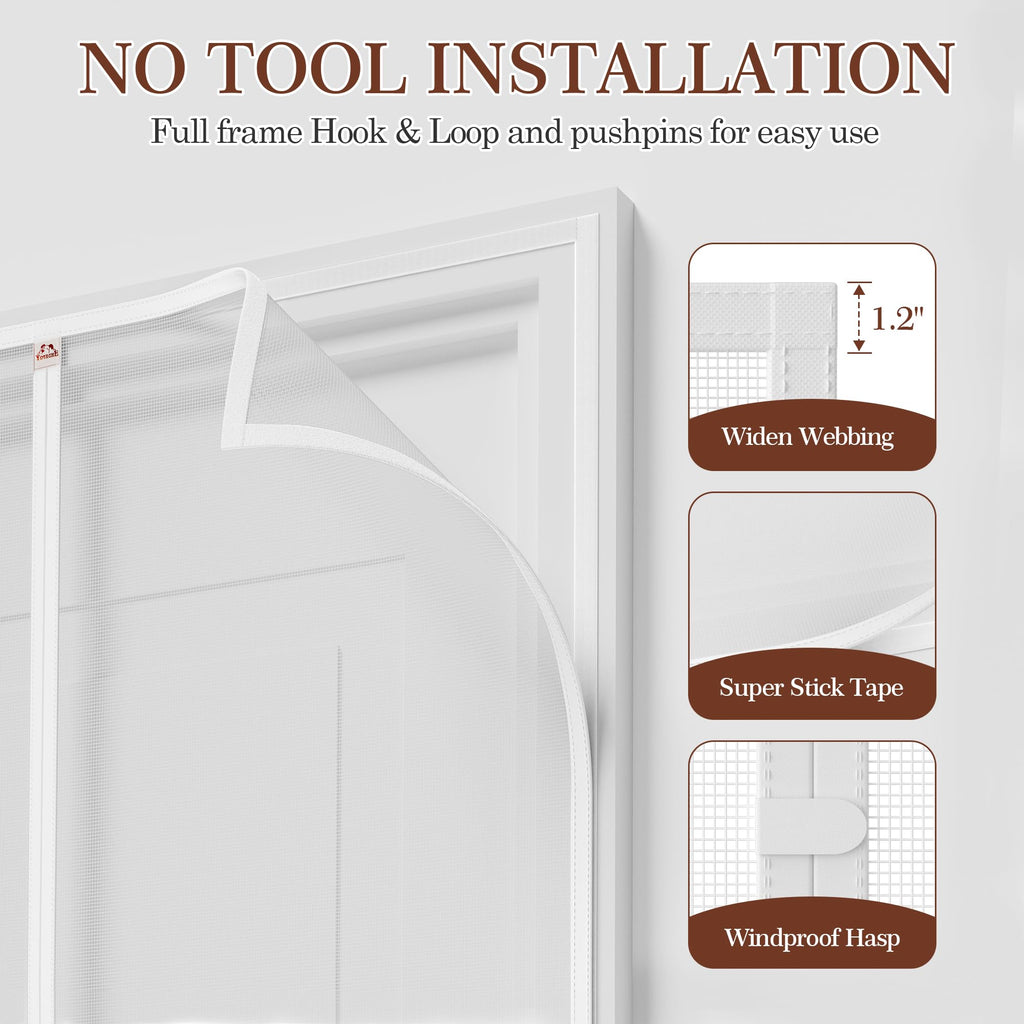 Yotache Door Screen with Magnets Fit Doors 60 x 80, Screen Size 62" x 81" Hanging Net for Patio Sliding Doors, White
