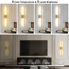 iThird 1 Pack Battery Operated Wall Sconce, Wireless Battery Wall Sconce with Remote Control, Gold LED Rechargeable Sconces, 31.5 Inch Modern Cordless Wall Lights for Bedroom Living Room Picture