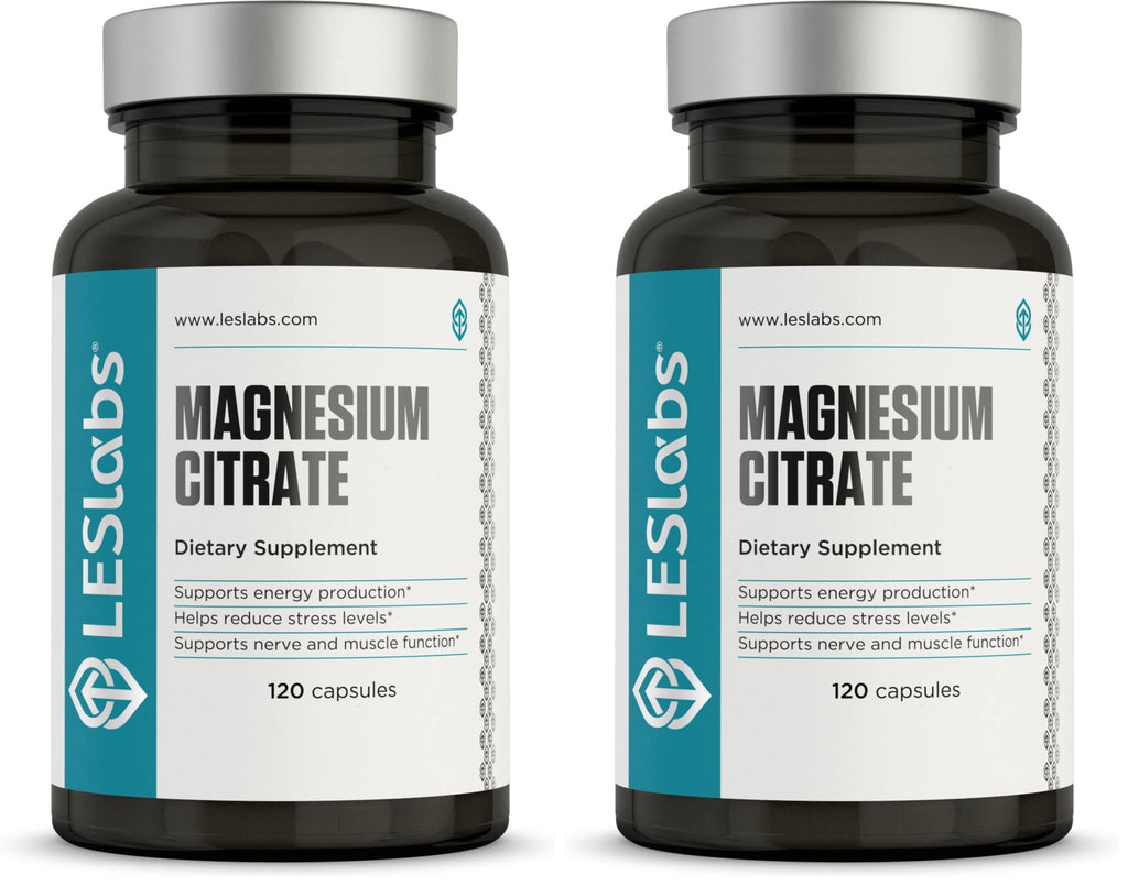 LES Labs Magnesium Citrate – Stress Relief, Restful Sleep, Heart Health, Metabolism, Nerve & Muscle Function – Non-GMO Supplement – 120 Capsules (Pack of 2)