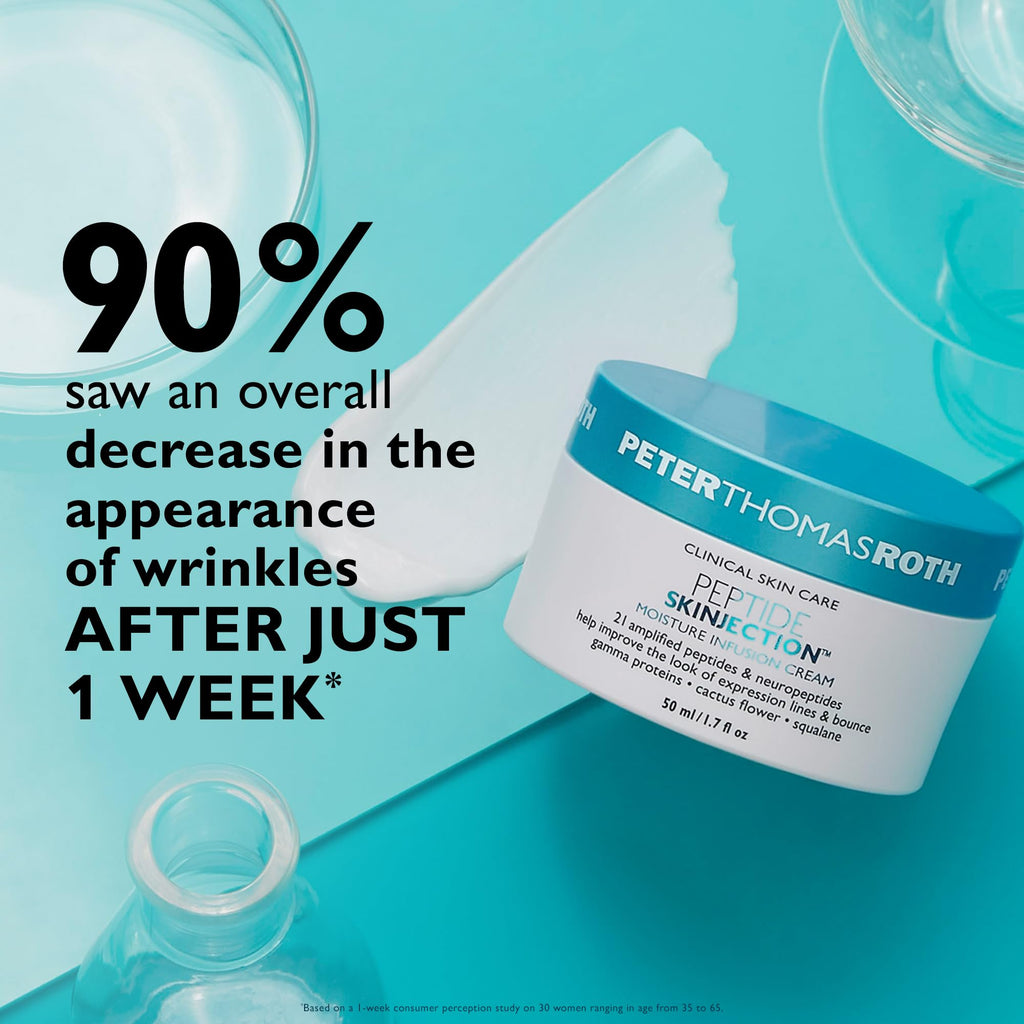 Peter Thomas Roth | Peptide Skinjection™ Moisture Infusion Cream, Refillable Moisturizer, For Loss of Firmness and Elasticity, Fine Lines & Wrinkles, Dryness, 21 Amplified Peptides & Neuropeptides