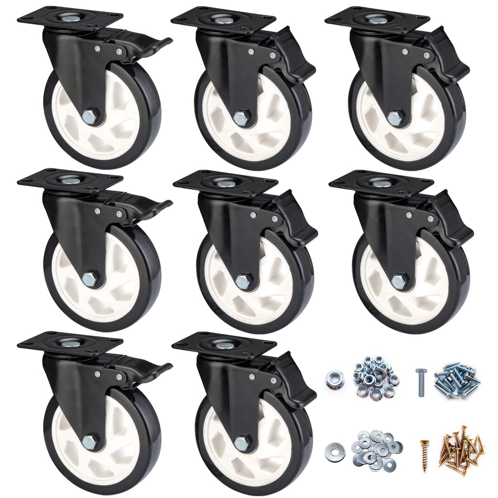 BOSGEOT Caster Wheels-5 Inch Swivel Casters Set of 4 Heavy Duty with Brake