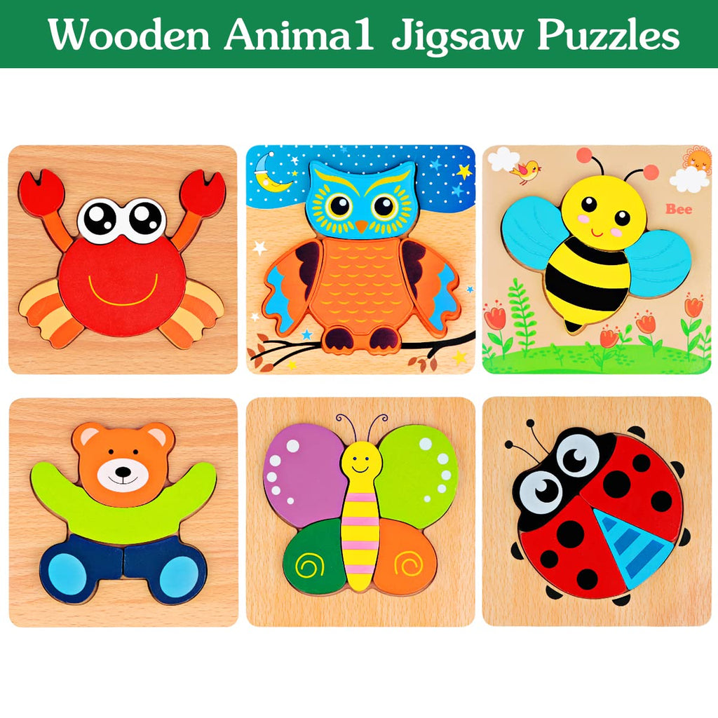 Wooden Toddler Puzzles Montessori Toys: Gifts for 1 2 3 Year Old Boys Girls