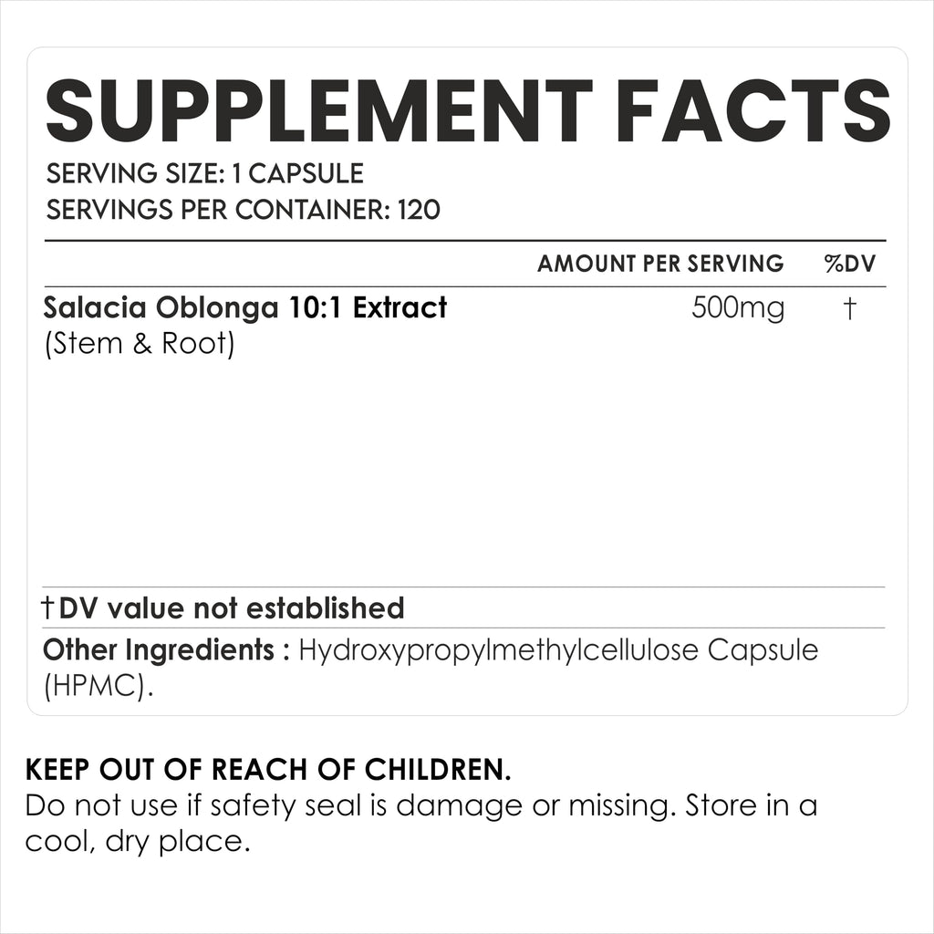 AMALTH Salacia Oblonga Capsules 500 mg | Salacia Oblonga Extract Supplement | Herbal Extract Formula | Plant Based Supplement | Natural Botanical Capsules | Non-GMO | 120 Veg Capsules