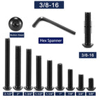 3/8-16 x 2 Button Head Socket Cap Bolts Screws, 20Pcs 304 Stainless Steel 18-8, Allen Hex Drive, Black Oxide by SG TZH(with Hex Spanner)