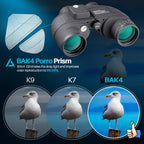 10x50 Marine Binoculars with Rangefinder for Adults - IPX7 Waterproof BAK4 Prism FMC Lens Binoculars with Compass and Shoulder Harness Strap for Navigation Hunting Bird Watching