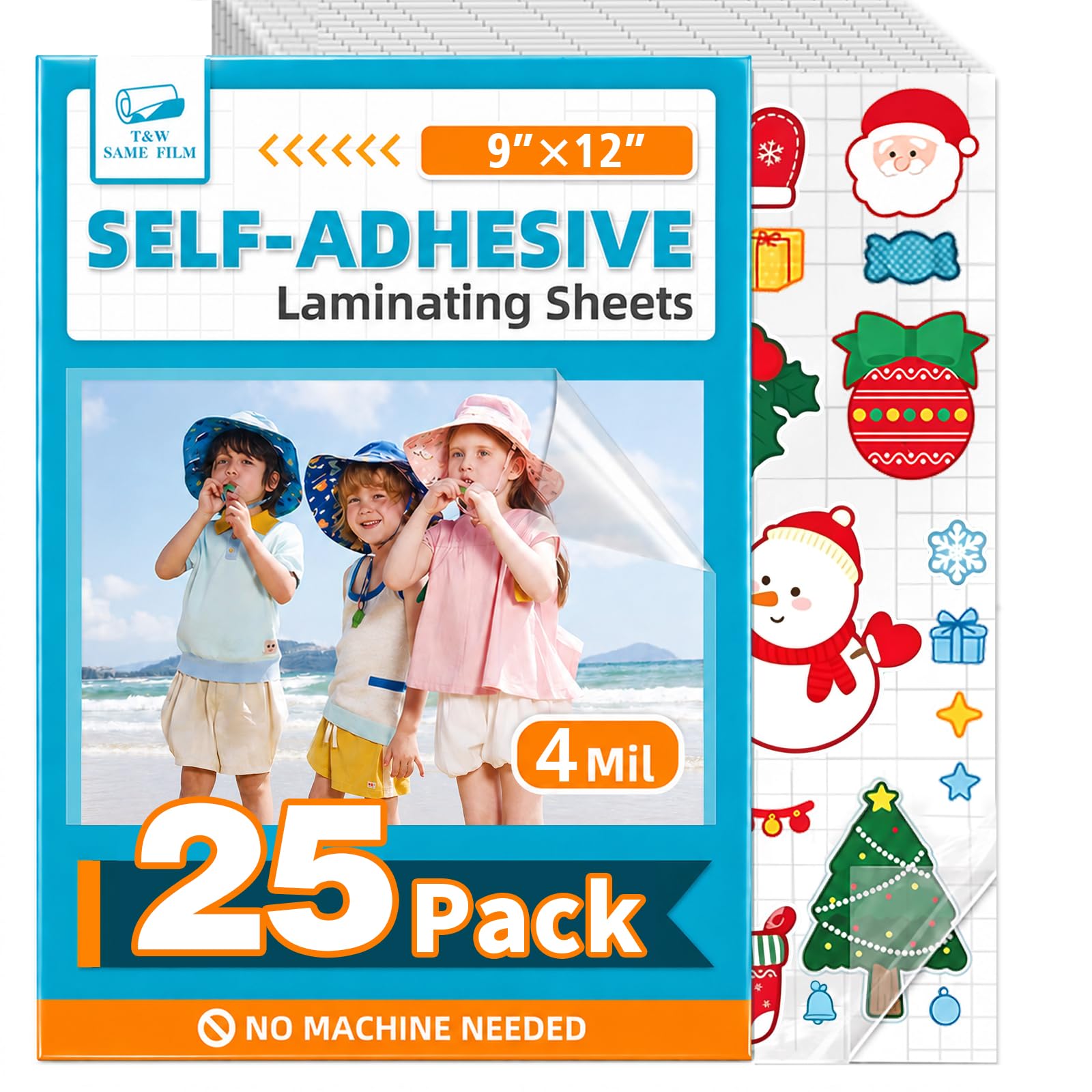 Self Adhesive Laminating Sheets 25 Pack, 9x12'', No Heat Laminating Sheets