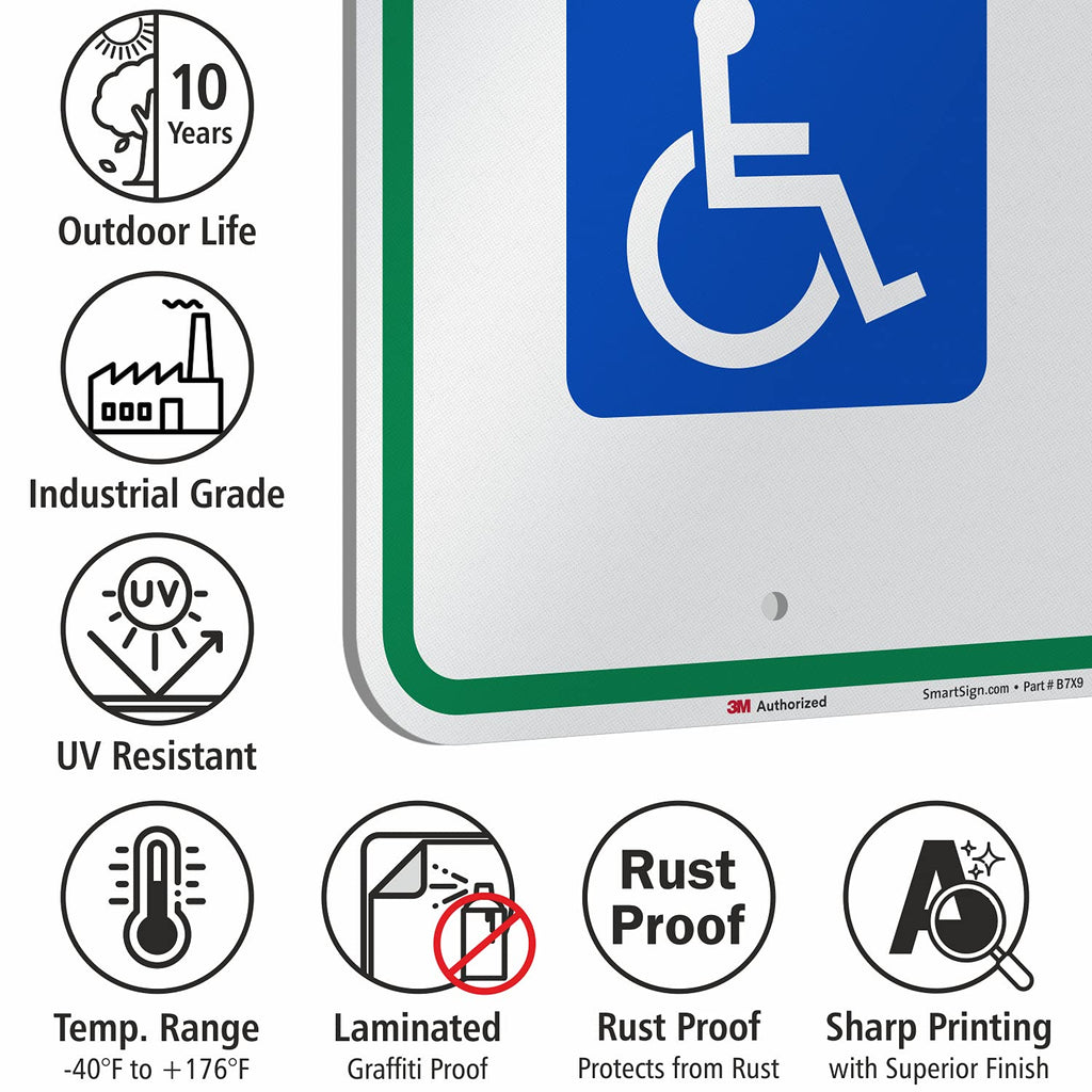 SmartSign - T1-1001-EG_12x18 Reserved Parking Federal Handicap Parking Sign By | 12" x 18" 3M Engineer Grade Reflective Aluminum