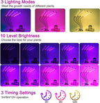 LED Grow Lights for Indoor Plants 2-Pack, Full Spectrum & Red Blue Spectrum Plant Growing Lamps with 3/9/12H Timer, 10 Brightness Levels, Clip-on Desk Plant Lights for Seedlings, Succulents, Flowers