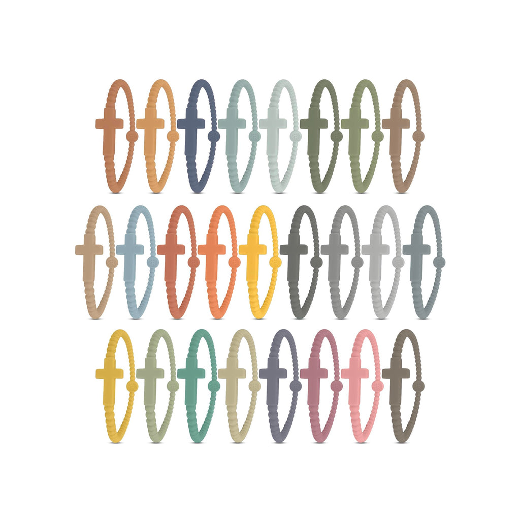 Ryan & Rose Jesus Bracelets - Cross Silicone Bracelet (Landscape (25 Pack), Medium)