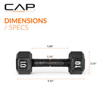 CAP Barbell Cast Iron Hex Dumbbell, Black, Single, 10 lb