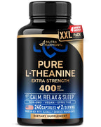 L Theanine 400 mg | L-Theanine Stress Relief | Extra Strength Supplement | Made in USA | Relaxation, Sleep & Calm Support | For Men & Women | Plant Based, Non-GMO & Gluten-Free | 240 Vegan Capsules