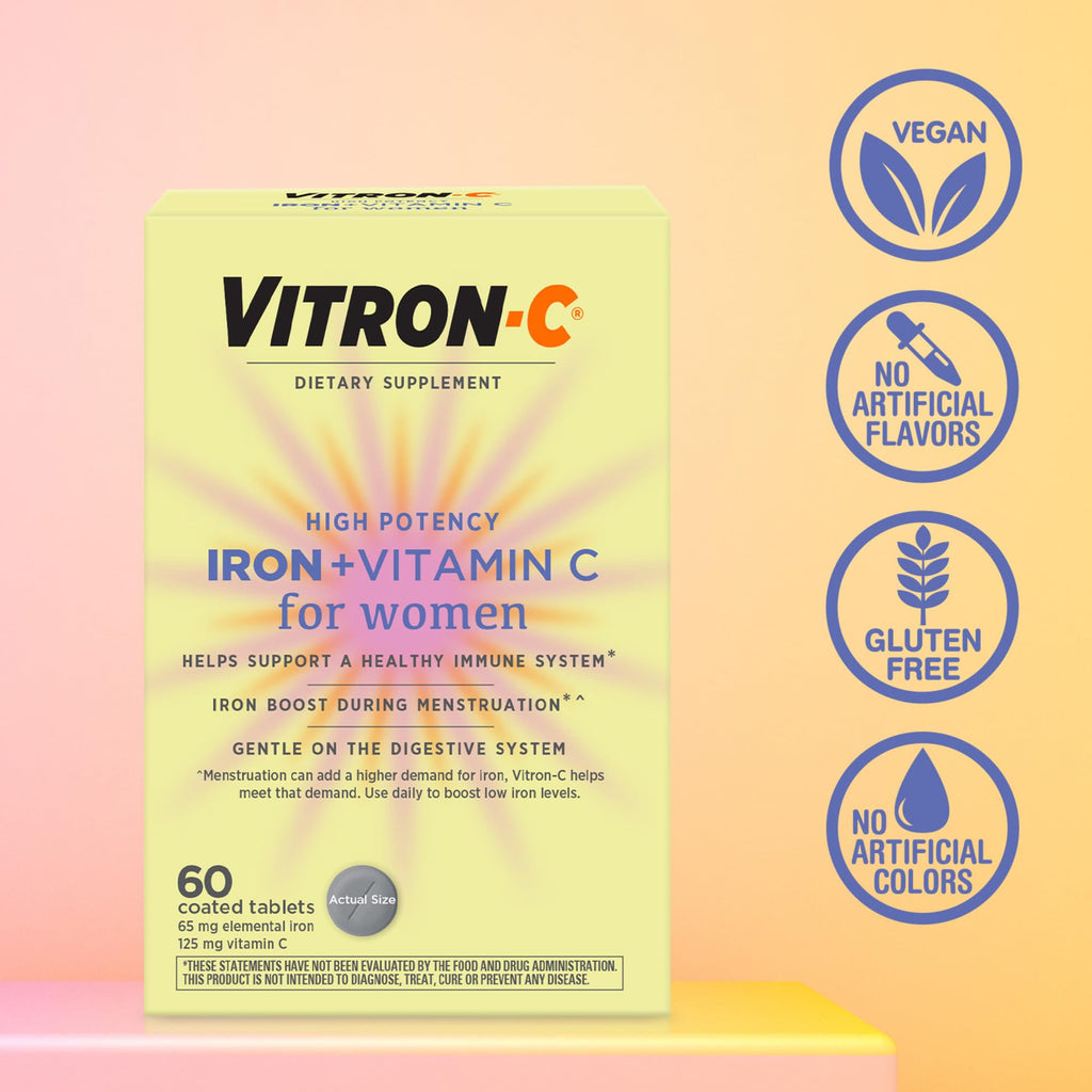 Vitron-C High Potency Iron Supplement, Immunt Support 60ct and Mag-Ox 400 Magnesium Mineral Supplement 60ct