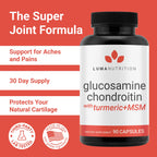 Luma Nutrition Glucosamine Chondroitin MSM - Turmeric, Boswellia - Premium Supplement - for Men and Women - Joint Supplement - 90 Capsules