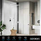 gotonovo Rainfall Bathroom Shower System Rain Shower Head and Handle Set Wall Mounted Shower Complete Combo Solid Brass Pressure Balancing Shower Mixer Valve 16 Inch Polished Chrome
