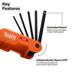 KLEIN TOOLS 70552 Pro Folding Hex Key Set, 21-Key SAE and Metric Hex Key Set with High-Leverage Blades, 2-Pack