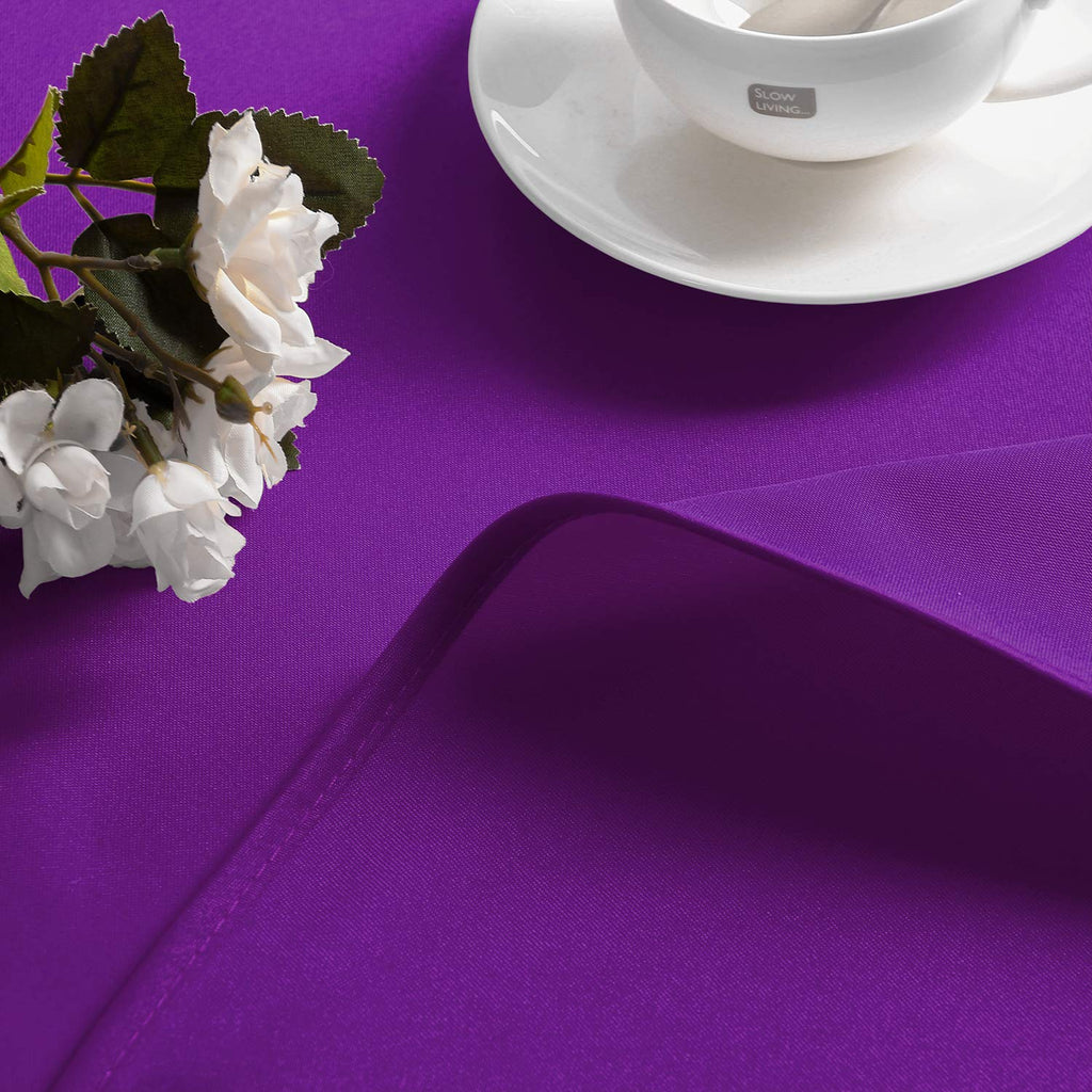 Hiasan Round Tablecloth 80 Inch - Waterproof Stain Resistant Spillproof Polyester Fabric Table Cloth for Dining Room Kitchen Party, Royal Purple