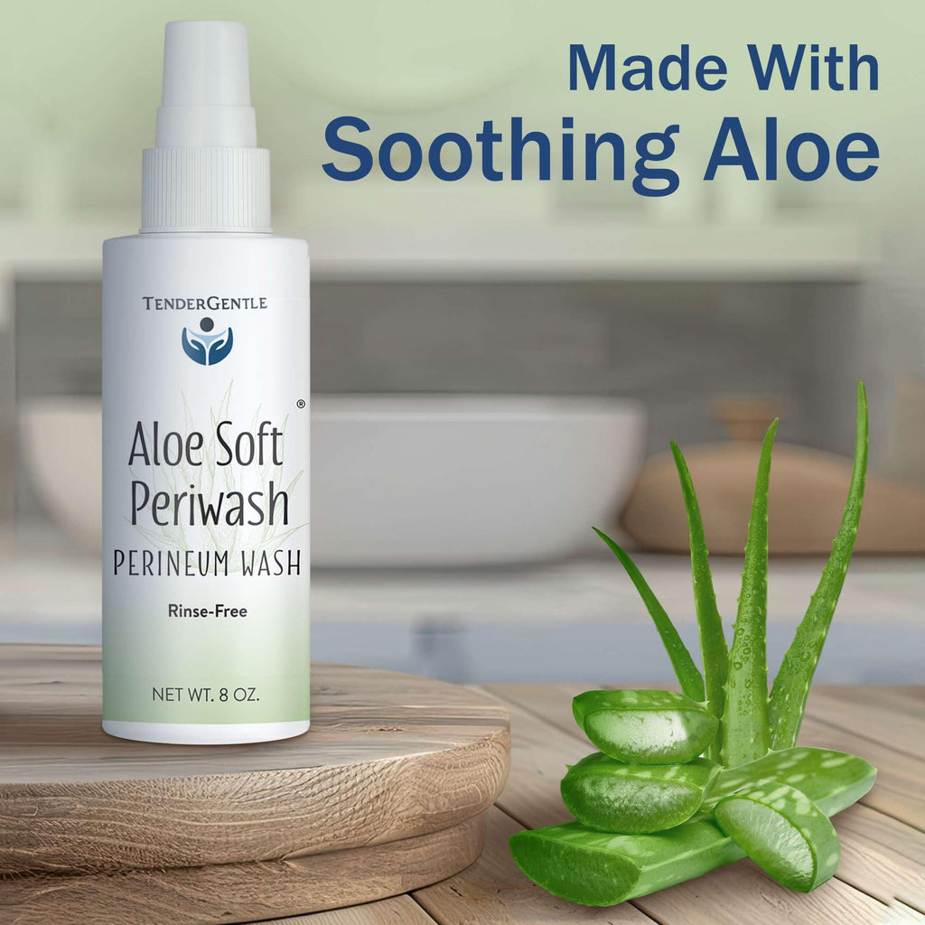Aloe Soft Perineal Spray - Pack of 2 8 oz Rinse Free Perineum Wash - Cleanses and Soothes - Made with Aloe Vera Extract