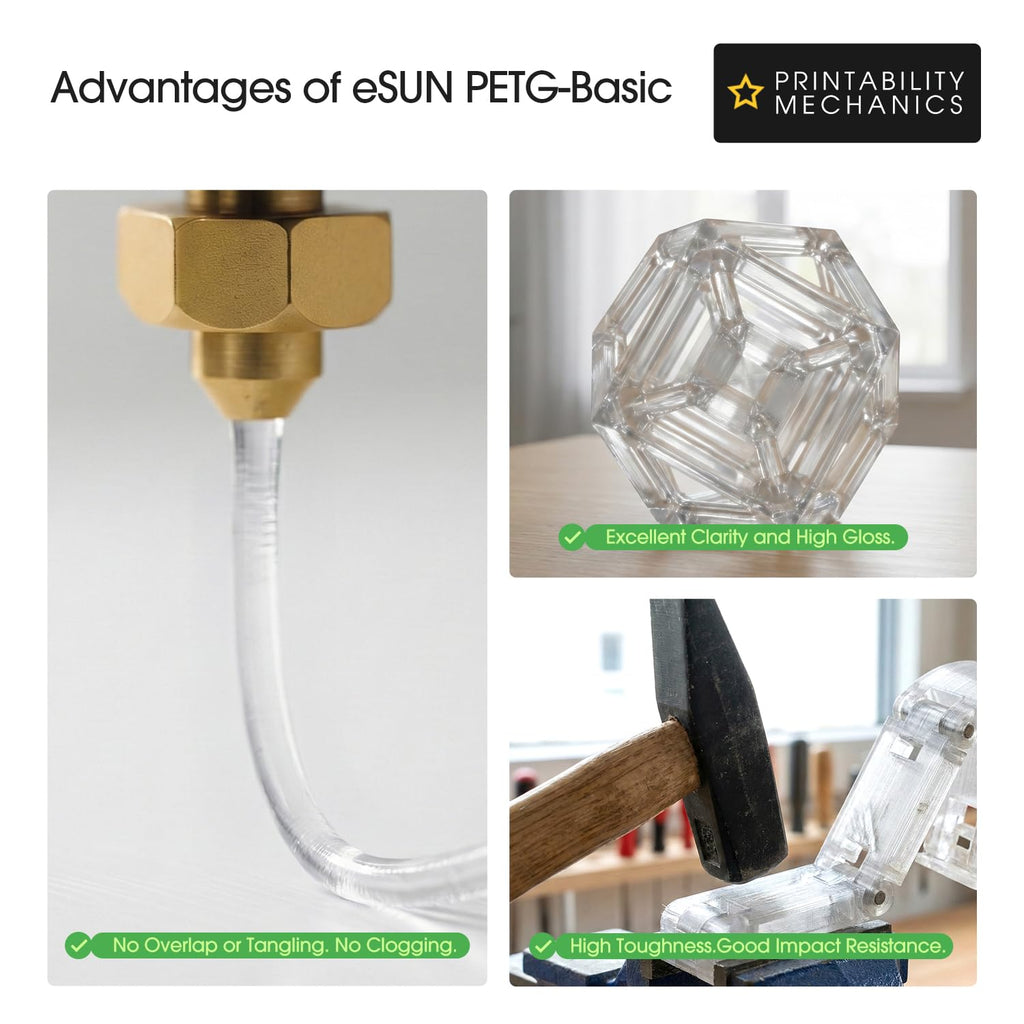 eSUN PETG Basic Filament 1.75mm, High Toughness Glossy PETG 3D Printing Filament, 1KG per Spool, 2 Spools 3D Printer Filament, Grey