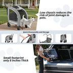 EchoSmile 4 Wheels Pet Stroller, Dog & Cat Stroller for All-Season, Lightweight Carrier with Storage Basket, Adjustable Handle, Removable Pad, Breathable Mesh, Up to 135 lbs, Grey