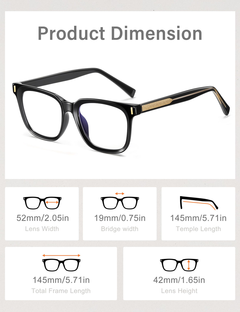 Madison Avenue Trendy Sqaure Blue Light Blocking Glasses for Women with Case, Stylish Anti Glare Glasses for Computer Black
