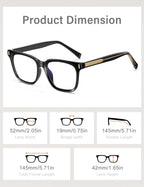 Madison Avenue Trendy Sqaure Blue Light Blocking Glasses for Women with Case, Stylish Anti Glare Glasses for Computer Black