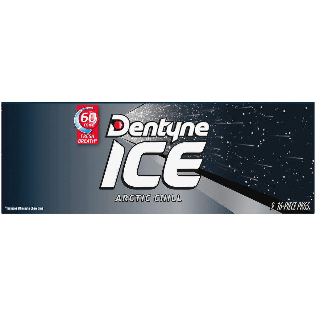 Dentyne Ice Arctic Chill Sugar Free Gum, 9 Packs of 16 Pieces (144 Pieces)