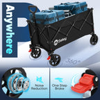 Sekey Collapsible Foldable Wagon with 300lbs Weight Capacity, Heavy Duty Folding Wagon Cart with Big All-Terrain Wheels.Black