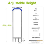 Knee-Friendly Manual Lawn Aerator Tool –Adjustable SUS304 Stainless Steel Core Aerator for Grass, Yard Aeration Tool with 4 Hollow Tines for Lawn Care and Compacted Soil,43.3"-48.5",Silver