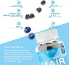 SUKU Vitamins - Luscious Hair - Silicon Biotin and Hydrolyzed Marine Collagen Gummies for Skin, Hair & Nails - Easy to Chew - Non GMO, Gluten Sugar Free - Blueberry Flavored Gummy Vitamins - 50 Count