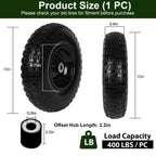 Taifa 1 PC 13 Inch Rubber Solid Flat Free Replacement Tires and Wheels 4.00-6 with 5/8'' Axle Bore Hole, Air Less Wheel for Wheelbarrow/Wagon/Hand Truck/Trolley/Garden Scooter etc.