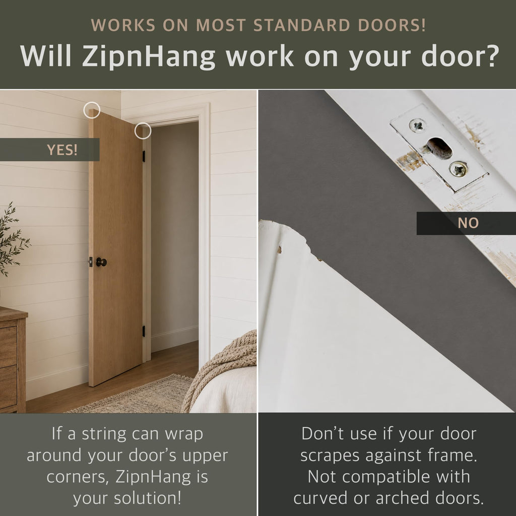 Zip 'n Hang Wreath Hanger for Front Door, White, 1 Pack