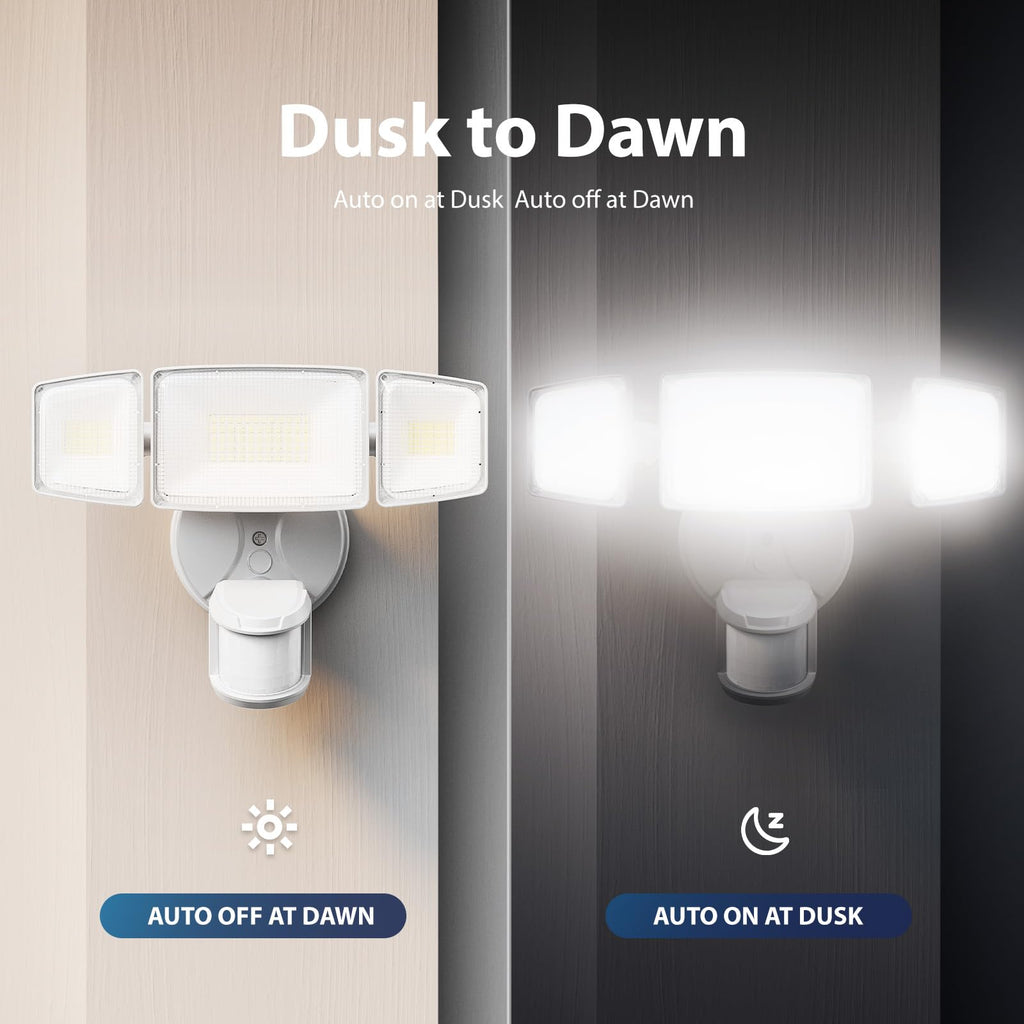 Onforu 100W LED Motion Sensor Outdoor Lights, Dusk to Dawn Flood Light Outdoor Motion Sensor, Hardwired Security Lights Floodlights Outside 11000LM 6500K Daylight IP65 Waterproof (White)