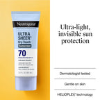 Neutrogena Ultra Sheer Dry-Touch Sunscreen For Face & Body, SPF 70 Broad Spectrum UVA/UVB Protection, Lightweight Water Resistant & Non-Greasy, Travel Size Sunscreen, 3 fl. oz (Pack of 3)
