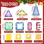 ROMDS Magnetic Tiles, Magnetic Building Blocks for Kids Ages 3+ and STEM Magnet Toys, Clear Magnet 3D Blocks Construction Playboards for Boys & Girls, Sensory Play for Preschool Learning(120 pcs)