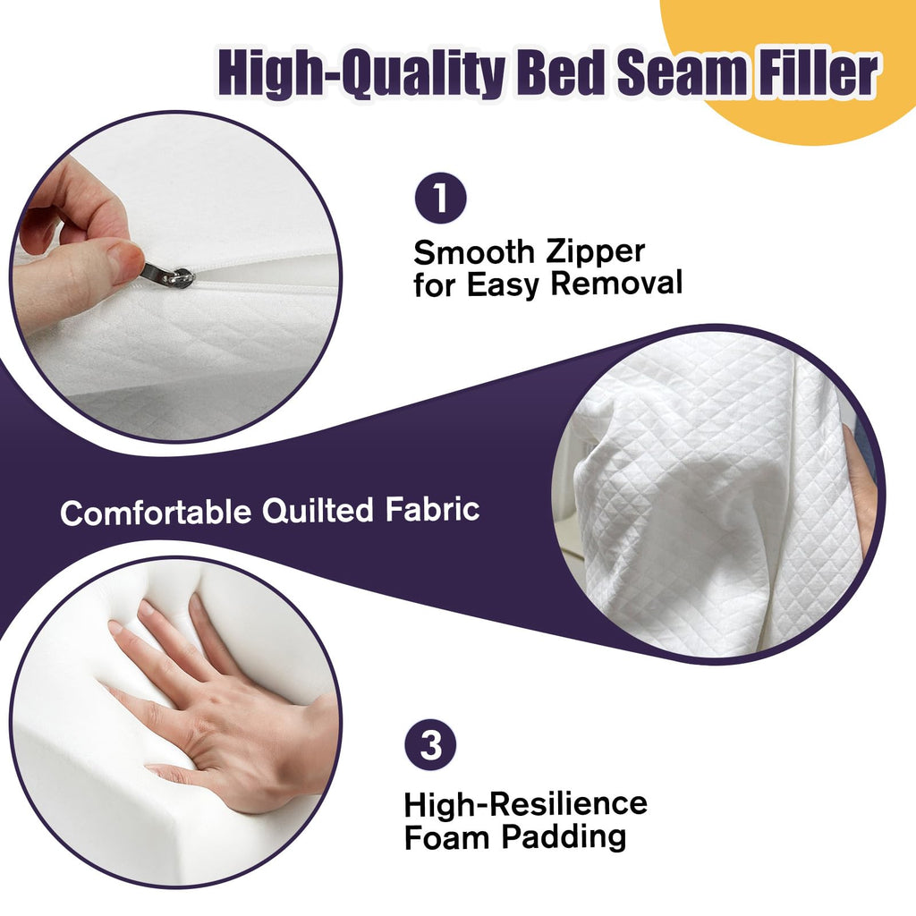 JZHLLA Triangle Bed Gap Filler King High Density Foam Headboard Gap Filler Pillow with 2 PCS Pockets and Removable Washable Cover, Prevent Items from Falling